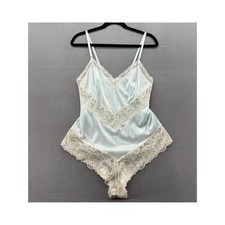 VTG JC Penney Teddy Bodysuit Light Blue Lace Trim L 16-18 Made in USA Lingerie