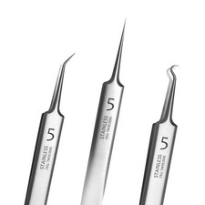 Professional Facial Blackhead Remover Tweezers,3Pcs Precision Pimple Popper T...