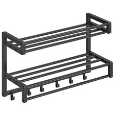 3-Tier Towel Rack for Bathroom, Wall-Mounted Towel Bar with 6 Hooks