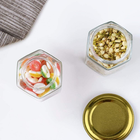 4 Oz Clear Hexagon Jars,Small Glass Jars with Lids(Golden),Mason Jars F