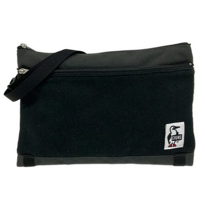 CHUMS Black Nylon Cotton Shoulder Bag
