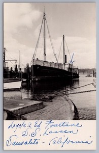 S.S. Lassen Lumber Schooner Sausalito CA California RPPC Postcard O12