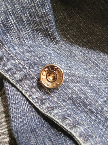Chaqueta de mezclilla azul para mujer Azur elástica bordada bolsillos botón XXL funciona pequeña - Imagen 13 de 13