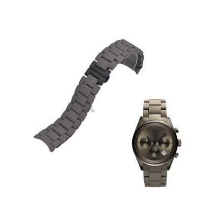 AR5950 23mm Gray&Black Rubber Plated Steel Bracelet For Emporio Armani