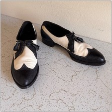 1940s Vtg Stetson Spectator Two Tone Black Shoes Oxfords Tassel 11.5 B Narrow