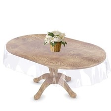 Clear Table Protector - Clear Vinyl Table Cover - Protective Plastic Covering...