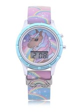 Kids Unicorn LCD Watch W/ Rainbow Charm  Multi Color Flashing Dial - NEW
