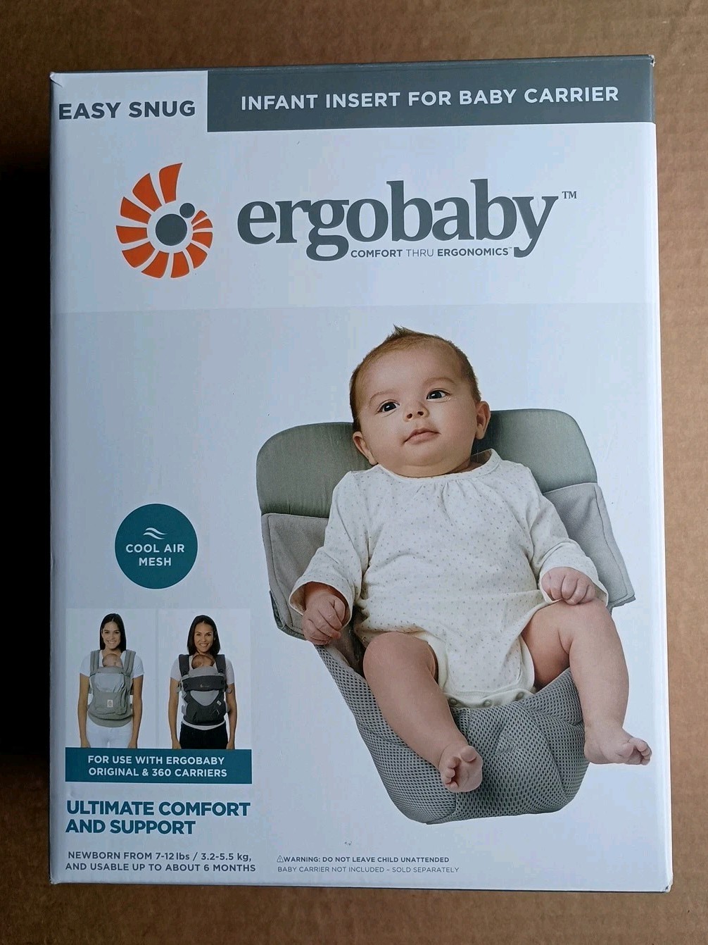 ERGOBABY Easy Snug Infant Insert for Baby Carrier, for 7-12 