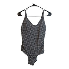 Kona Sol Textured Gingham Ruched Full Coverage One Piece Swimsuit Size Small