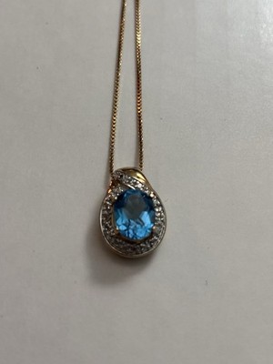 Ross Simons Vermeil Schweizer Blautopas Diamant Akzent Halskette 18 Zoll