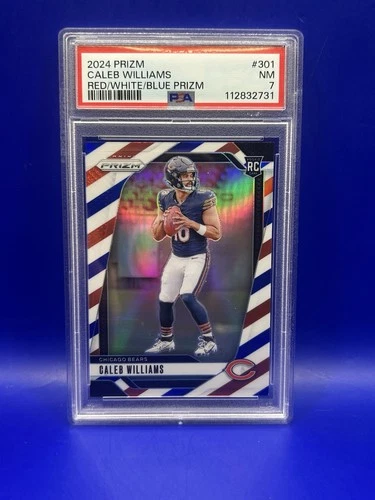 2024 Prizm Caleb Williams RED WHITE and BLUE Prizm PSA 7 CHICAGO BEARS QB