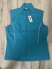 NWT WOMENS MONTEREY CLUB BLUE TEAL WHITE LIGHTWEIGHT ZIP UP VEST SIZE M MEDIUM — photo 1