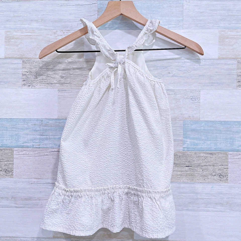 Tahari 女孩泡泡纱褶皱分层连衣裙白色金属口音学步女孩 4T — 第 3/4 张图片