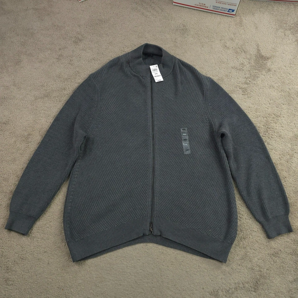 Suéter tejido acanalado pesado Alfani para hombre manga larga cuello alto 2XL negro brezo Foto 2 de 4