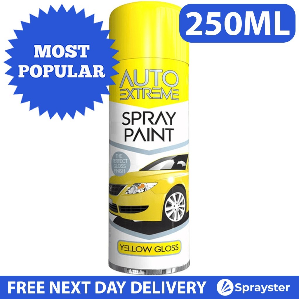 1 x 250ml Yellow Gloss Spray Paint Aerosol Can Auto Extreme Metal Wood