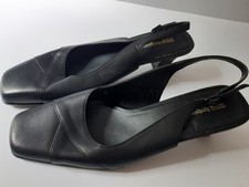 Marks & Spencer Footglove Black Leather Kitten Heel Slingback Shoes Size 6/39.5