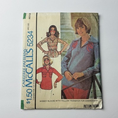 5234 Vintage McCall's SEWING Pattern Misses 1970s Shirt Top Blouse Medium ~ Cut