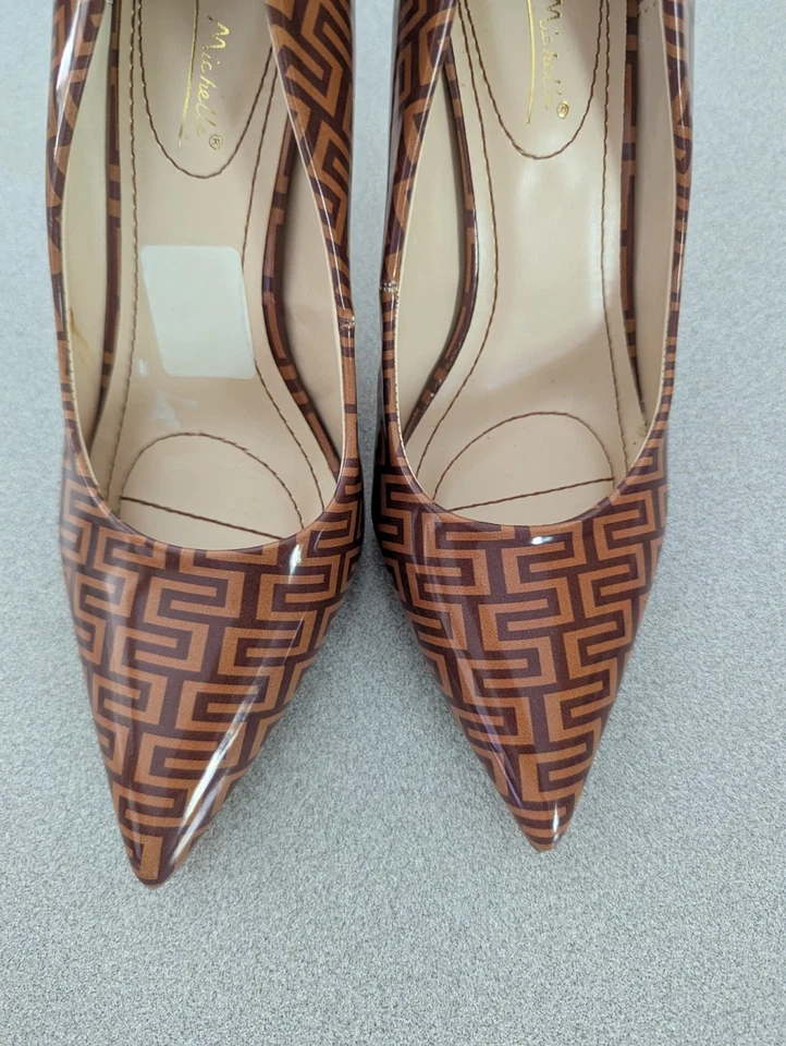 Tacones altos para mujer Anne Michelle marrón estampado talla 8 Foto 4 de 4
