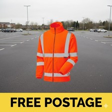 Hi Vis Fleece Jacket Warm Safety Coat Orange  Zip 2 Side Pockets BUILDING SITE