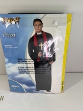 Spirit Halloween Adult Priest Costume Plus Black/Red Robe Sash Cross Set