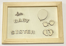 3D Baby Sister DIY Kit Unfinished Wood Cutouts Ready to Paint and Attach