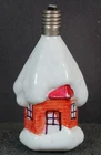 Vintage Milk Glass Snow Covered Cottage House Figural C6 Christmas Light Bulb