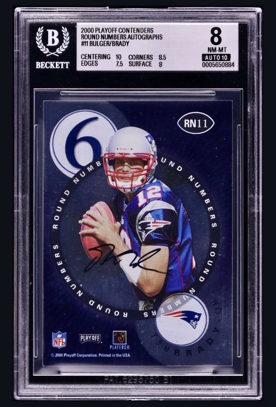 2000 PLAYOFF CONTENDERS #RN11 TOM BRADY Rookie On Card Autograph BGS 8 AUTO 10