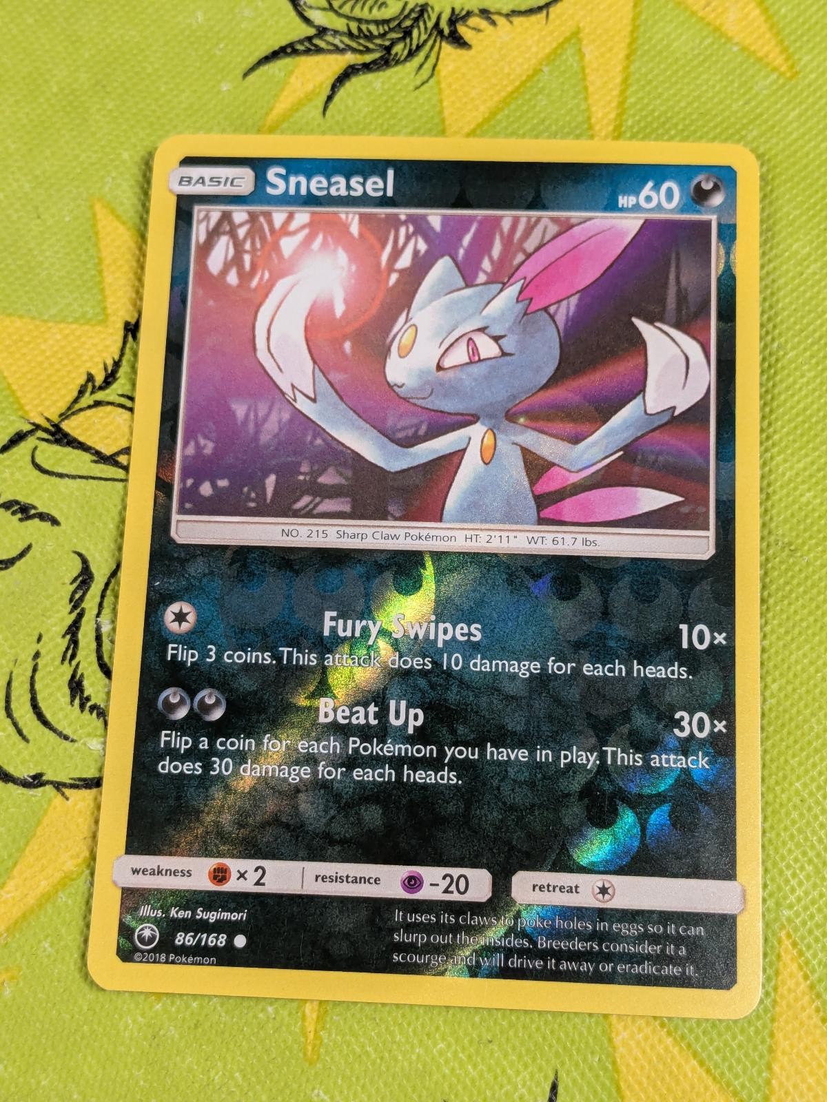 Sneasel 86/168 Common Celestial Storm Pokemon Reverse Holo Near Mint