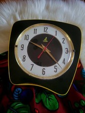 HORLOGE VINTAGE JAZ TRANSISTOR FORMICA NOIR ET JAUNE