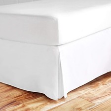 Split Corner Bed Skirt 18 Inch Drop Queen Size 100 Natural Cotton Wrinkle and