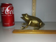 Brass Frog large Vintage Heavy Handmade soldered unique rare 6.5
