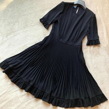 PRADA 1320 Dress Black Pleated Short Sleeve