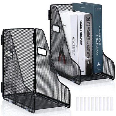 2 Pack Large Metal Mesh Magazine File Holder for 3 4 5 Inch Binders Desk