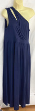 women's Lyaner dress size large navy one shoulder maxi slit side zipper polyeste