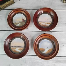 Set of 4 Small Oil Framed Signed Norfolk Broadland Scenes Landscape Marshland 