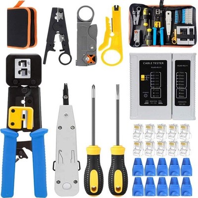 MAYLINE Netzwerk Werkzeug Set, Kabeltester Reparatur Werkzeuge, Abisolierzange, Kabel Crimpi