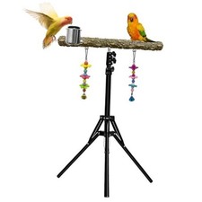 Arfubye 16-63 Inch Height Adjustable Bird Floor Bird Perch with Feeding Cup