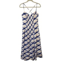 Banana Republic Dress Size 2 Blue White Strappy Midi Summer Vacation Resort