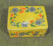 Alte Dose , Blechdose , Markenlos , Flowerpower , 14 cm x 11 cm , H&ouml;he: 6 cm ,