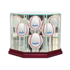 *New 4 Ball Quad Glass Baseball Display Case MLB FREE SHIPPING UV Made in USA