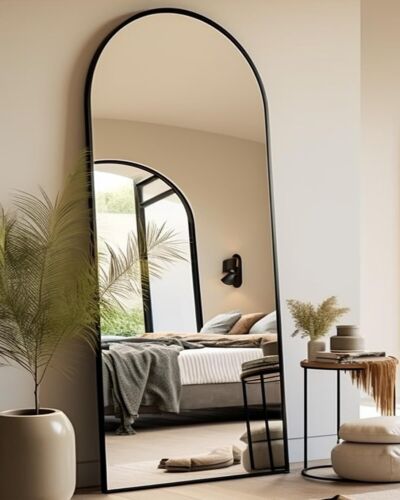 BEVERDY Full Length Mirror Arched Floor Mirror with Stand 28"x71" Oversized F...
