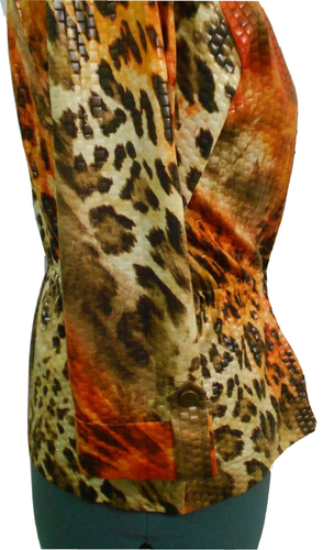 Chaqueta N Touch Mujer Estampado Animal Mezclado Ligero con Cremallera Botón Manga Pestaña Pequeña - Imagen 8 de 8