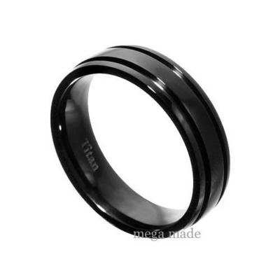 6mm Double Groove Black Titanium Men Women Wedding Band Engagement Ring Sz5