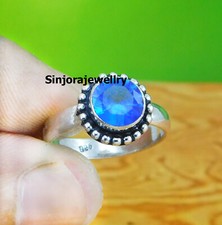 Blue Topaz Gemstone 925 sterling silver handmade Gift Ring US size 5 to 10