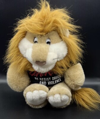 Vintage D.A.R.E. Plush Lion 18'' Stuffed Animal wearing T Shirt