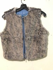Vakko New York Size Xs 100% Rabbit Fur 100% Lamb Leather Blue Coat Jacket Women