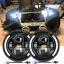 Pair 7 Round Led Headlights Halo Drl Hilo Beam Fit Vw Dune Buggy Rail Buggy Pair 7 Round Led Headlights Halo Drl Hilo Beam Fit Vw Dune Buggy Rail Buggy