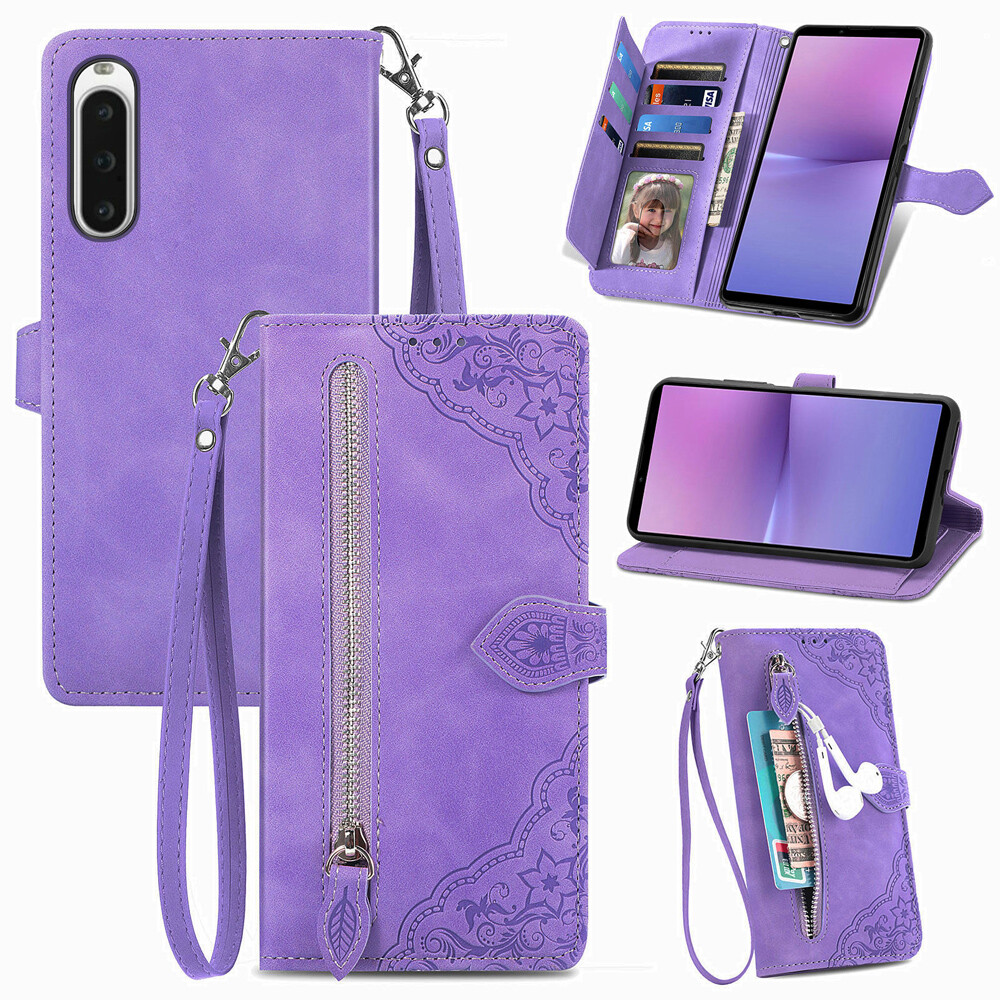 For Sony Xperia ACE 3 5IV 5 V 5 III 10 V Luxury Leather Zipper Wallet Phone Case