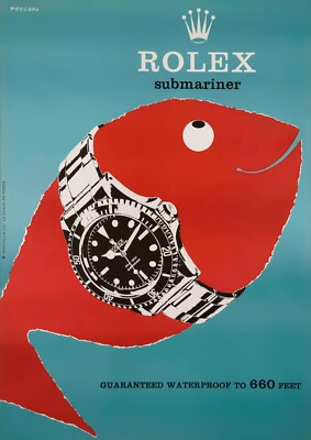 Swiss Watch Rolex Submariner Vintage Wall Poster Print.
