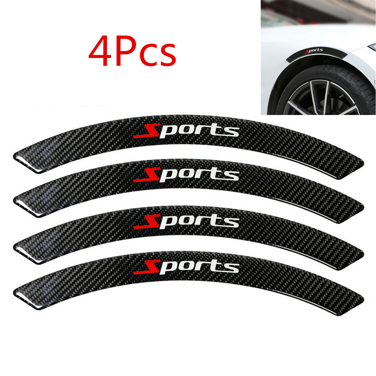 4Pcs Car Wheel Eyebrow Extension Protector Lip Fender Flares Strip Arch Trim